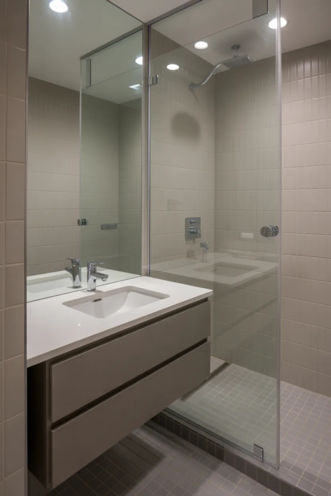 Floating Vanity Next to Shower - Small Bathroom With Shower Ideas