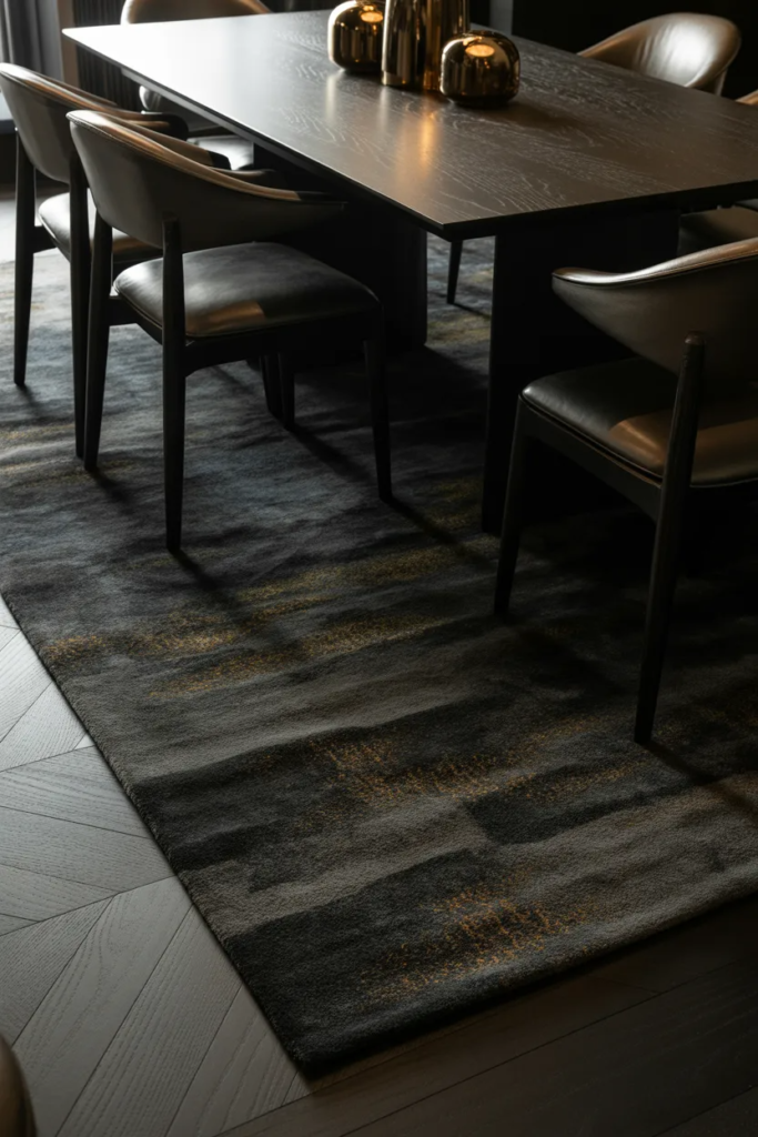 Dark Rug for Dramatic Contrast
