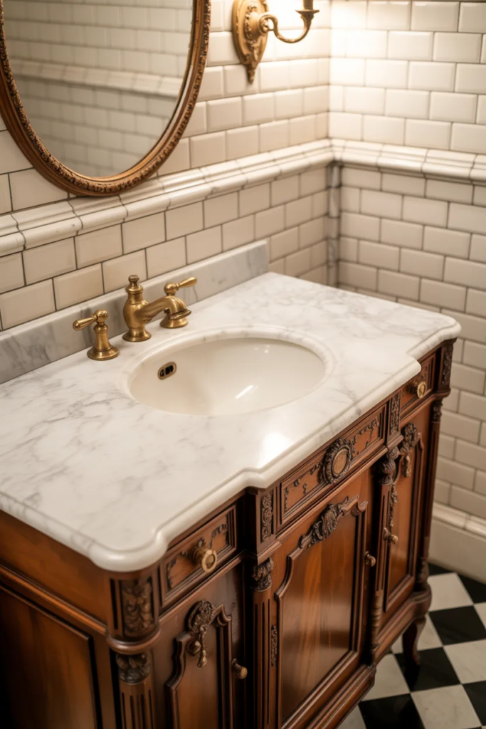 Antique Vanity with Marble Top
